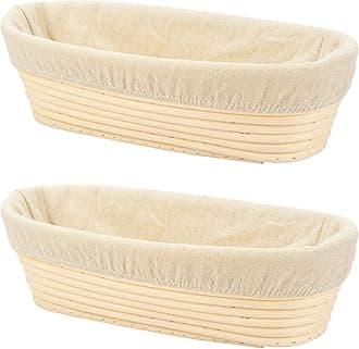 2 PCS 10 inch Oval Long Banneton Brotform Bread Dough Proofing Rising Rattan Basket & Liner for Professional & Home Bakers