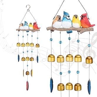 Taman Cardinal Wind Chime - Bird Wind Bell for Outside Indoor Resin Decorative Metal Bronze Mobile Wind Chime Memorial Sympathy Gift for Home, Outdoor, Yard, Patio,Garden Decor, 29"