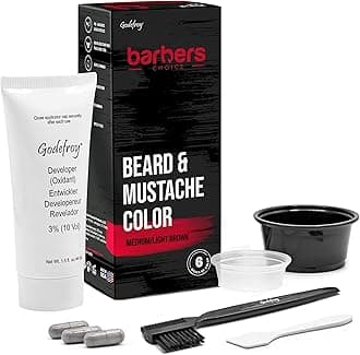 Barbers Choice Beard and Mustache Application Kit for Men, Medium Brown to Light Brown