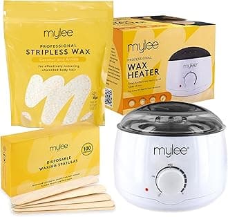 Professional Waxing Kit for Women & Men – Electric Wax Pot Heater, 100 Spatulas & 500g Premium Italian Stripless Hard Wax Beads – Complete Hair Removal Set (Coconut & Arnica)