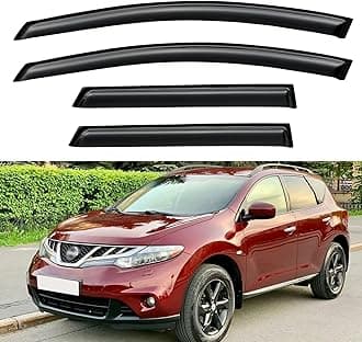 Window Visors Rain Guards Shield for 2009-2014 Nissan Murano, Tape-on Window Wind Deflectors Vent Shades for 09-14 Murano