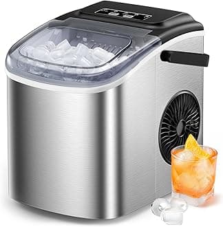 Silonn Ice Makers Countertop, 9 Cubes Ready in 6 Mins, 26lbs in 24Hrs, Self-Cleaning Ice Machine with Ice Scoop and Basket, 2 Sizes of Bullet Ice