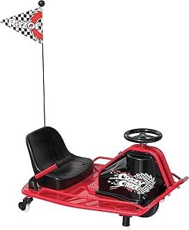 Razor Crazy Cart - 24V Electric Drifting Go Kart - Variable Speed, Up to 12 mph, Drift Bar for Controlled Drifts, One Size, Black/Red