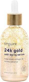 Spa Life Face Serum: 24K Gold Anti-Aging Serum 100 ml (3.7 oz)- Hyaluronic Acid-Infused, Supple Skin, Radiance Boosting, Enhance Collagen Production, Hydrating Formula with Dissolvable 14K Gold Flakes