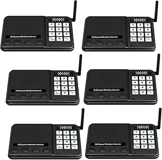 6 Pack Intercoms Wireless For Home - Long Range 1 Mile Intercom System 10 Channel 3 Code Room To Business House Office Gate Restaurant Elderly