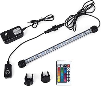 MQ 12 in Submersible LED Aquarium Light, 2W Color Changing Fish Tank Light with Remote Control, IP68 Crystal Glass 12 LEDs Lights Bar, for Fish Tank 15-20 inch