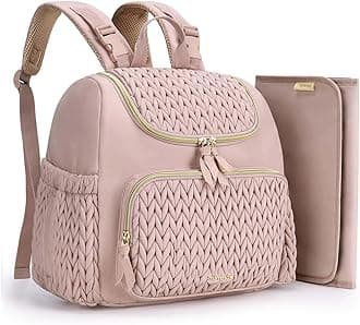 mommore Diaper Bag Small Diaper Backpack Stylish Baby Travel Backpacks with Insulated Pockets, Changing Pad, Stroller Straps