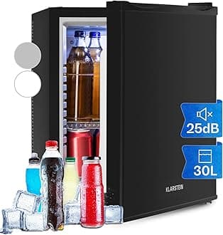 Klarstein Mini Fridge for Bedrooms, Food, Drinks, Beer & Skincare Fridge Cooler,30L Table Top Fridge w/Adjustable Shelves, Quiet & Small For Home & Office [Energy Class B]