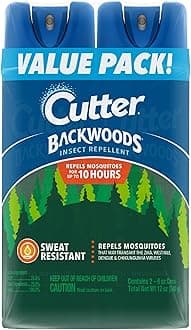 Cutter Backwoods Insect Repellent 6 Ounces, 2-Pack Aerosol, Repels Up To 10 Hours