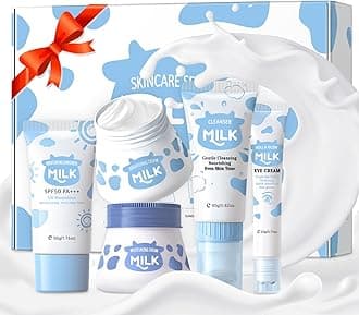 Milk Skin Care Sets & Kits For Teen Girls, Skin Care Gift Set For Kids Age 8-12, Shrink Pores & Moisturizing, Face Skincare Kit With Hyaluronic Acid, Alpha Arbutin For Acne
