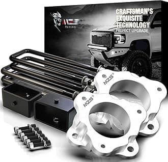 Leveling Kit, 3" Front Strut Spacers and 2" Rear Lift Blocks with Extended Square U Bolts Compatible with 2007-2026 Silverado 1500/Sierra 1500