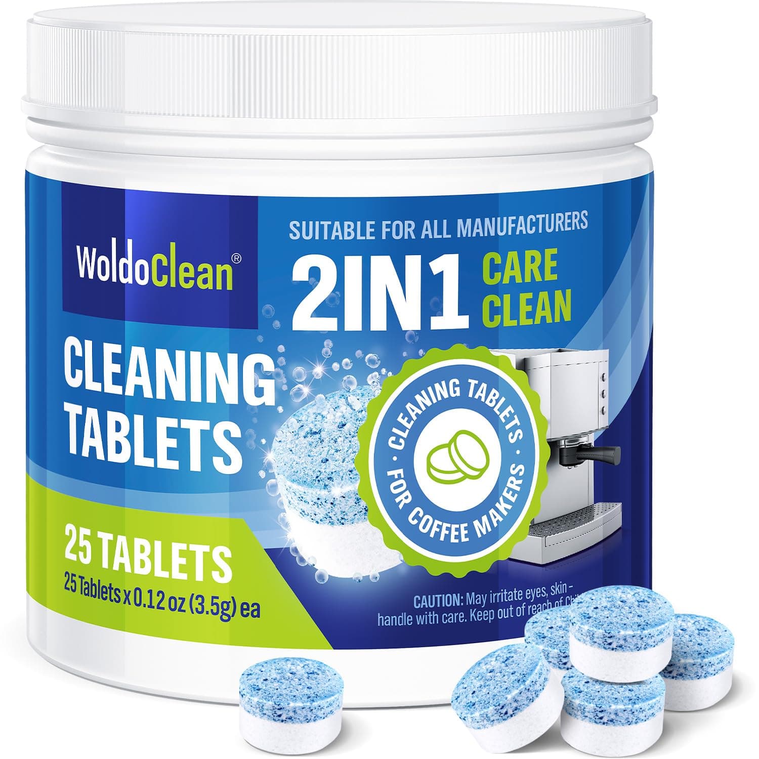 WoldoClean 2-Phase Cleaning Tablets for Automatic Coffee Machines – 25 Tablets, Compatible with Automatic Cleaning Programs