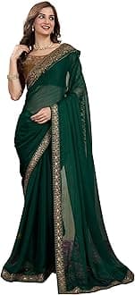 Women's Silk Embroidery Saree with Unstitched Designer Blouse Piece