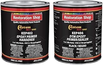 Custom Shop Black Epoxy Primer/Sealer 2.1 VOC Anti-Corrosive DTM High-Performance Primer Kit - 1 Quart (1 Pint + 1 Pint Epoxy HDR. 1-1 Mix) for Automotive and Industrial Use