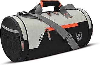 Gear Cross Training 26L Large Water Resistant Duffle Bag | Travel Bag | Gym Bag for Men & Women (Black - Orange)