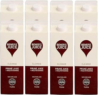 Benefit Drinks Pure Prune Juice - 8 x 1 Litre Cartons - Prune Juice for Constipation with with Vitamin A,C and E- Health Foods - Healthy Drinks