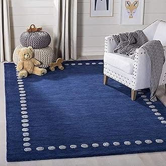 Zara Carpets Solid Plain Exported Quality Hand Made Carpets and Rug Size 8 Feet by 10 Feet (8x10 feet) Navy Blue