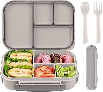 Lunch Box Kids,Bento Box Adult,Leakproof Lunch Containers for Adults/Kids/Toddler,1200ML-4 Compartments Bento Boxes with Utensil,Microwave & Dishwasher & Freezer Safe (White)