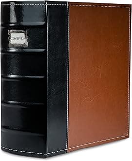 Bellagio-Italia 3-Ring XL 3" D Ring Binder, Classic Faux Leather - For Documents, File Storage, and Trading Cards - 1-Pack, Stores to 600 Pages, Brown