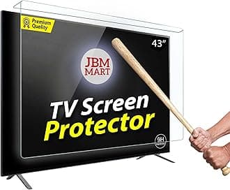 - JBM MART® 43 Inch TV Screen Protector - Tempered Glass Guard, 9H Hardness, Scratch resistance, Crystal Clear | 3 mm Thickness