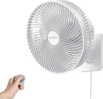 10-Inch Oscillating Wall Mounted Fan with Remote Control, High Performance 4 Speed Settings, Adjustable Tilt, 1.8m Cable, Ultra Quiet, Ideal for Bedroom, Garage, Office, White
