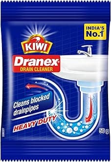 Kiwi Mr. Muscle Kiwi Dranex Drain Cleaner Powder, 50g | Removes Clogs, Blockages in Washbasin, Septic Tank, Sinks, Pipes in Just 30 Minutes