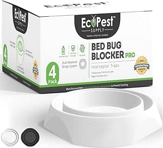 Bed Bug Interceptors – 4 Pack | Bed Bug Blocker (Pro) Interceptor Traps (White) | Insect Trap, Monitor, and Detector for Bed Legs