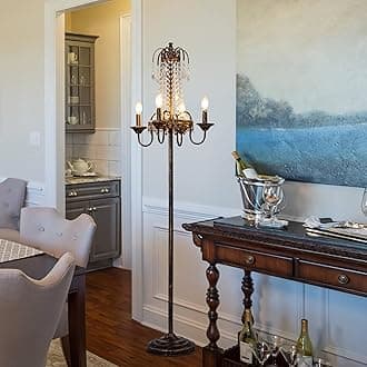 TOCHIC Floor Lamps for Living Room, Bronze Chandelier Floor Lamp with On/Off Foot Switch, Vintage Standing Lamp Light Fixture, 62.3" Tall Floor Lamps for Bedroom Corner Office