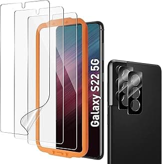 AACL 3-Pack for Samsung Galaxy S22 Plus Screen Protector Hybrid Film, with 2 Pack Camera Lens Protector for S22 Plus Screen Protector [Fingerprint Unlock][Anti-Scratch] [7H]
