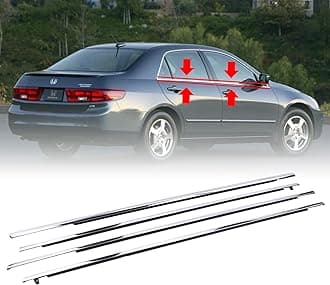4Pcs Weatherstrip Window Moulding Trim Seal Belt Compatible with 2003-2007 Honda Accord Replaces# 72410-SDA-A01; 72450-SDA-A01; 72910-SDA-A01; 72950-SDA-A01