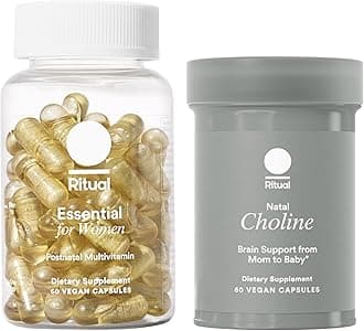 Postnatal Mom-to-Baby Set, Postpartum Multivitamin and Natal Choline Supplements, Supports Lactation, Immune Function, and Baby's Cognitive Function