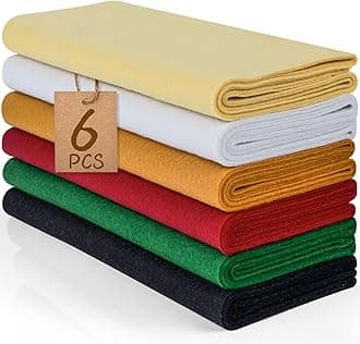 XSEINO 6 Rolls 12"x35" 1.4mm Thick Soft Felt Fabric Sheet 6 Assorted Dunhuang Frescoes Series Colors Felt Pack for DIY Craft Sewing Squares Nonwoven Patchwork