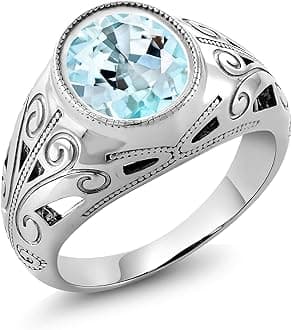 3-6 Cttw Oval Gemstone Birthstone Ring for Men | 925 Sterling Silver | Oval 12X10MM | Available in Size 7, 8, 9, 10, 11, 12, 13