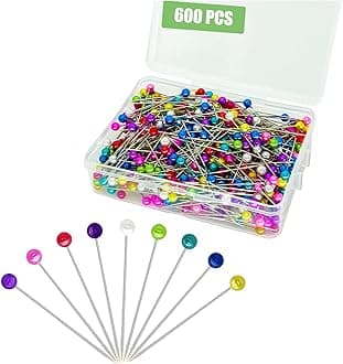 600PCS Sewing Pins Straight Pin for Fabric, Pearlized Ball Head Quilting Pins Long 1.5inch, Multicolor Corsage Stick Pin for Dressmaker, Jewelry DIY Decoration, Craft and Sewing Project