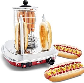 Salco Hot Dog Machine with Hot Dog Steamer and Bun Warmer – Compact Party Cooker with Dual Bread Warmers, Easy-Clean Design, SHO-6