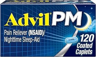 PM Pain Reliever And Nighttime Sleep Aid, Pain Medicine With Ibuprofen For Pain Relief And Diphenhydramine Citrate For A Sleep Aid - 120 Coated Caplets