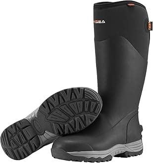 Rubber Rain Boots for Men, Waterproof Insulated Neoprene Hunting Boots, Durable Anti-Slip Outdoor Mud Boots for Hunting Gardening Farming Fishing Yard Working, Adjustable Calf