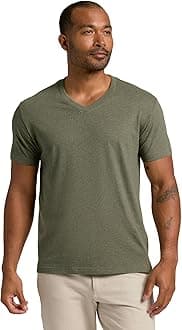 True Classic Mens V Neck T Shirts – Soft, Fitted Undershirts for Men Pack – Mens Undershirts – Cotton Blend, Tag-Free, Heather Military Green, Medium