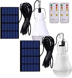 Chicken Coop Light with Timer, Dusk to Dawn Rechargeable Solar Light Bulbs fo...