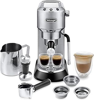 Dedica Arte Espresso Machine - MyLatteArt Milk Foam Nozzle, Precision Steam Wand, Steel Tamper Included - Create Perfect Espresso, Cappuccinos, and Latte Art at Home - EC885.M