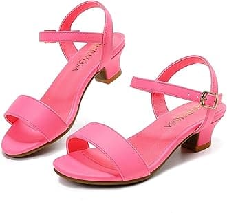 Girls Sandals Low Heels Girls Dress Shoes in Wedding Party Summer Open Toe Ankle Strap for Little Big Kids Toddler