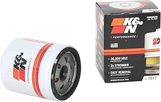 K&N Oil Filter - Spin-On 76x95mm compatible with Chrysler, Dodge, Jeep, Alfa Romeo, Buick, Chevrolet, GMC, Freightliner, Fiat, Isuzu, Holden (HP-1017), Weiß