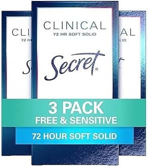 Clinical Strength Antiperspirant and Deodorant for Women, Free & Sensitive, 3X Stress Sweat Protection, PH Balancing Minerals, Soft Solid, Unscented, 1.6 oz (Pack of 3)