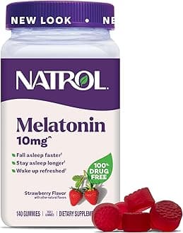 Melatonin Gummies, Sleep Support for Adults, Melatonin 10 mg, 140 Strawberry-Flavored, Up to 70 Days