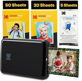 Step Instant Smartphone Photo Printer - 75 Sheets Bundle - Portable Mini Color Wireless Mobile Printer - Zink 2x3” Sticky-Back Photos - Bluetooth Compatible with Smart Devices - Fun App -Black