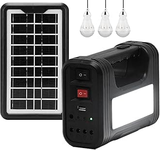 Solar Generators for Home Use - Portable Power Station with Solar Panel for Emergency Power Supply,Small Generator for Camping,Home Use,2 Sets LED Light (Black)