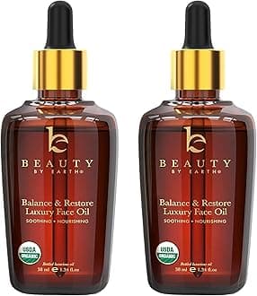 USDA Organic Face Oil - USA Made with Natural Ingredients, Anti Aging Formula for Acne-Prone & Oily Skin, Facial Oil with Vitamin E, Rosehip, Argan & Jojoba Oils for Sensitive Skin, Eczema & Rosacea