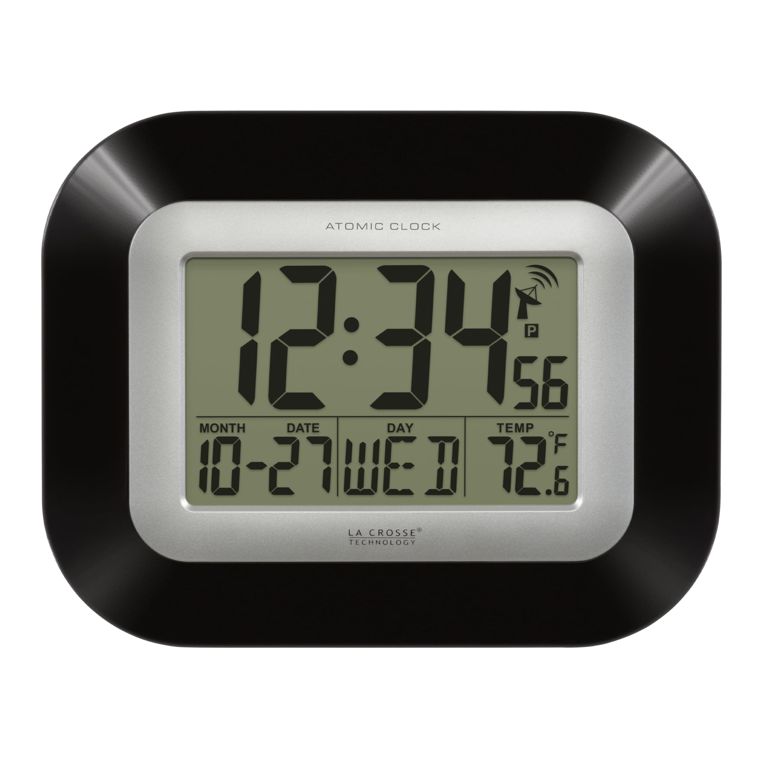 Atomic Wall/Table Clock, 7.2-inch H x 8.95-inch W x 1.2-inch D (WT-8005U-B)