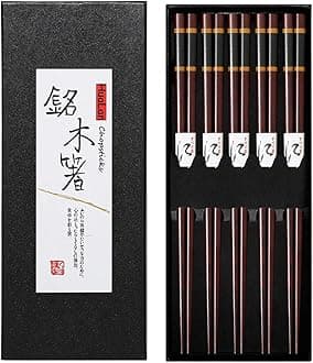Japanese Natural Wood Chopstick Set Reusable Classic Style Chopsticks Non-slip Design Chop Sticks 5 Pairs Gift Set