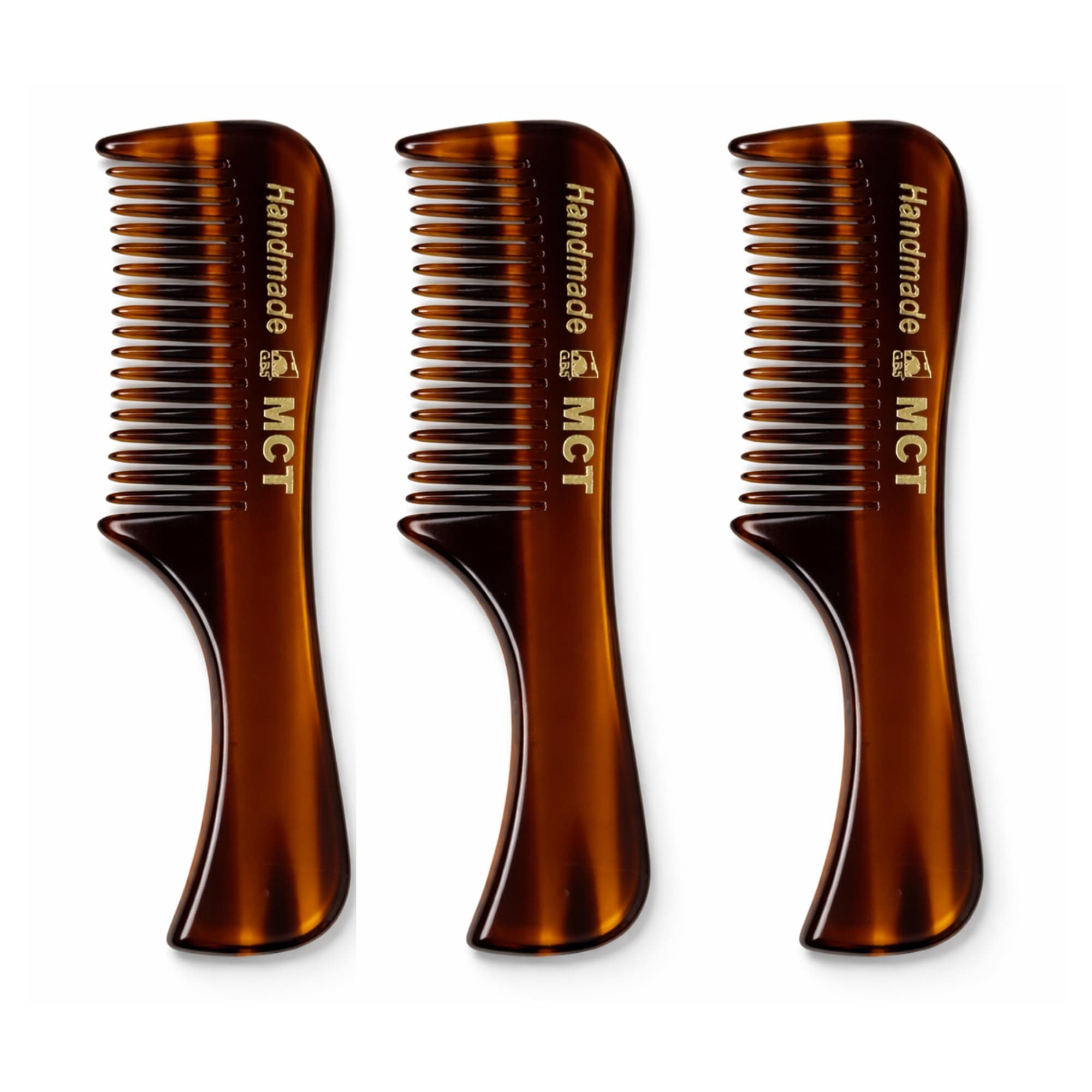 GENTS Mustache and Beard Styling Comb, pocket sized (Tortoise Shell, 3 Pack)